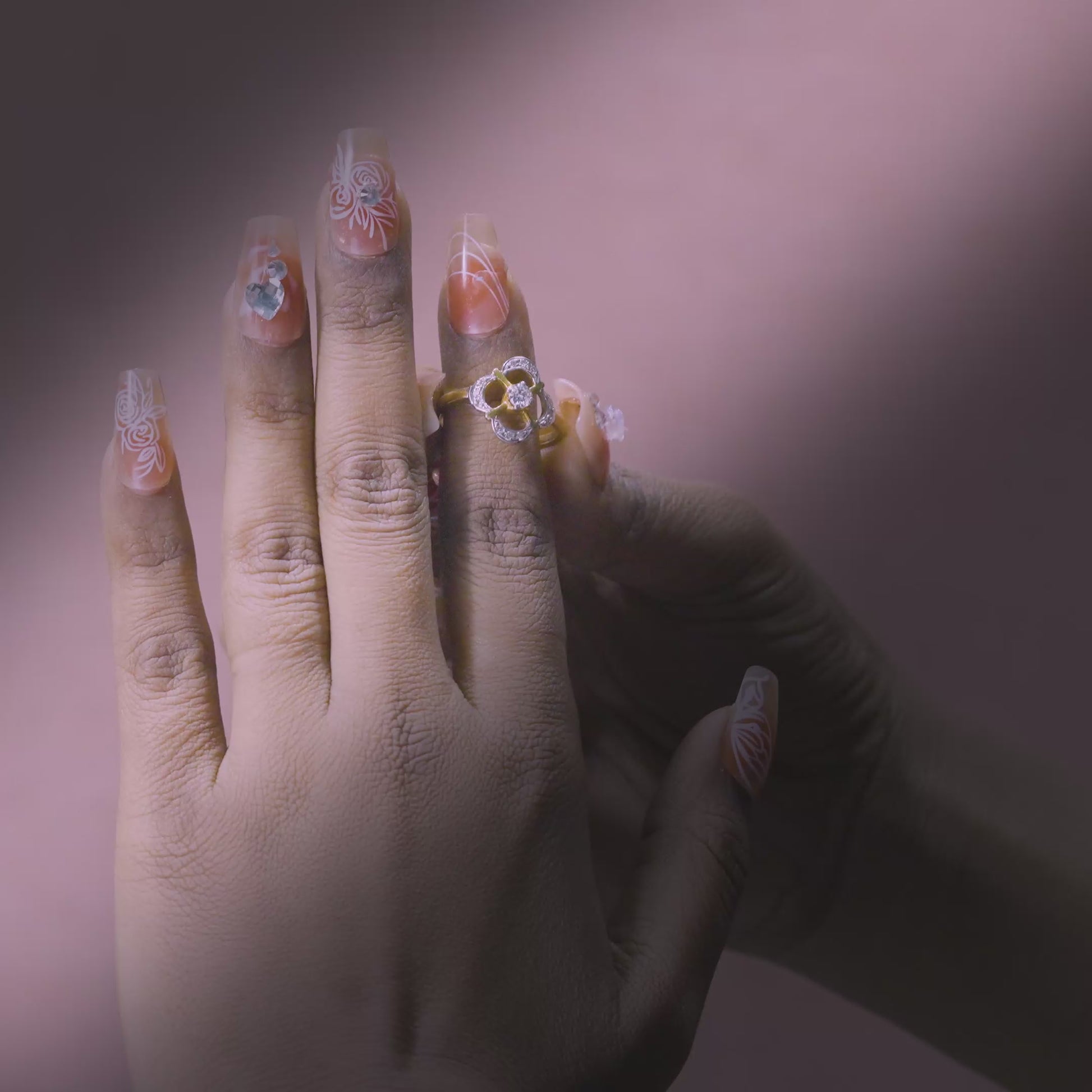 14K Solid Gold Floral Brilliance Ring with Central Stone Accent