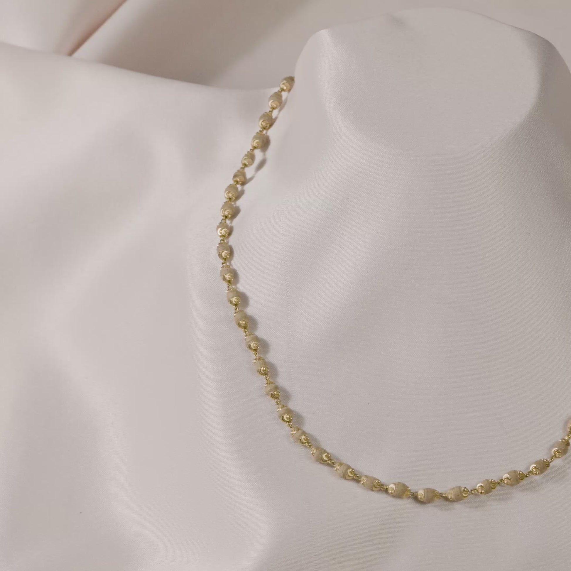 18k Yellow Gold Classic Textured Gold Bead Chain