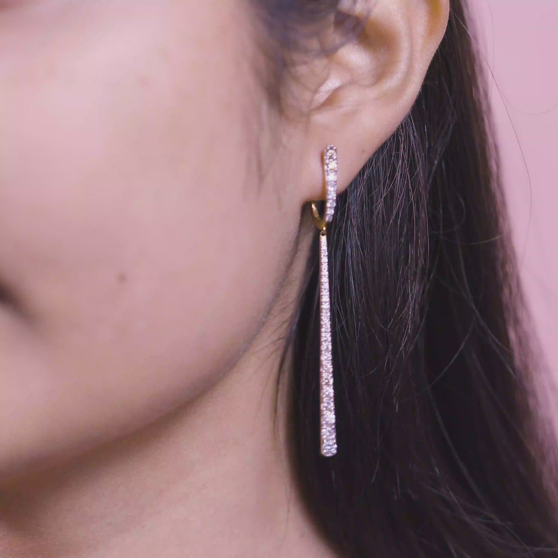 18K Solid Gold Diamond Drop Earrings