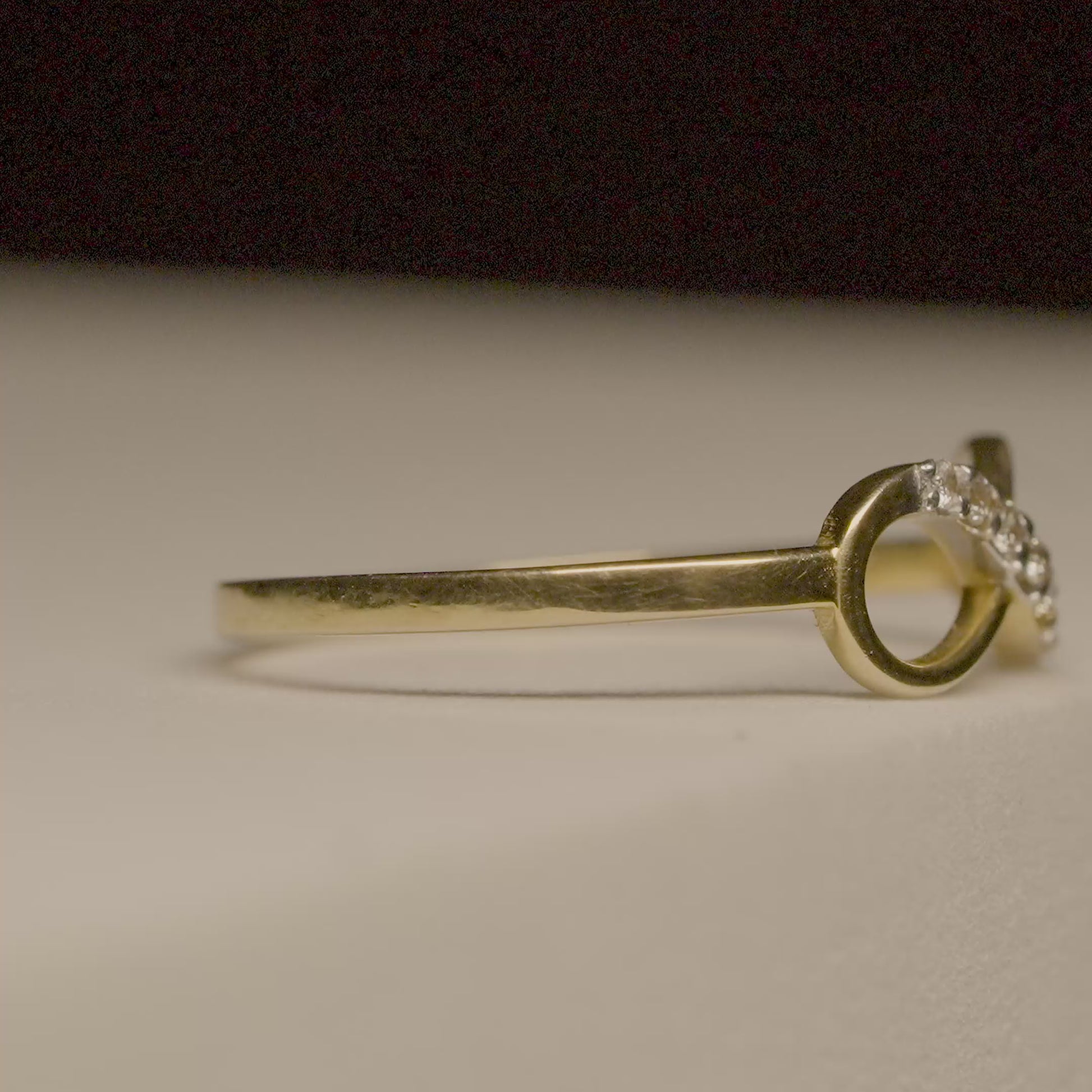 14K Solid Gold Infinity Curve Diamond-Accented Gold Ring