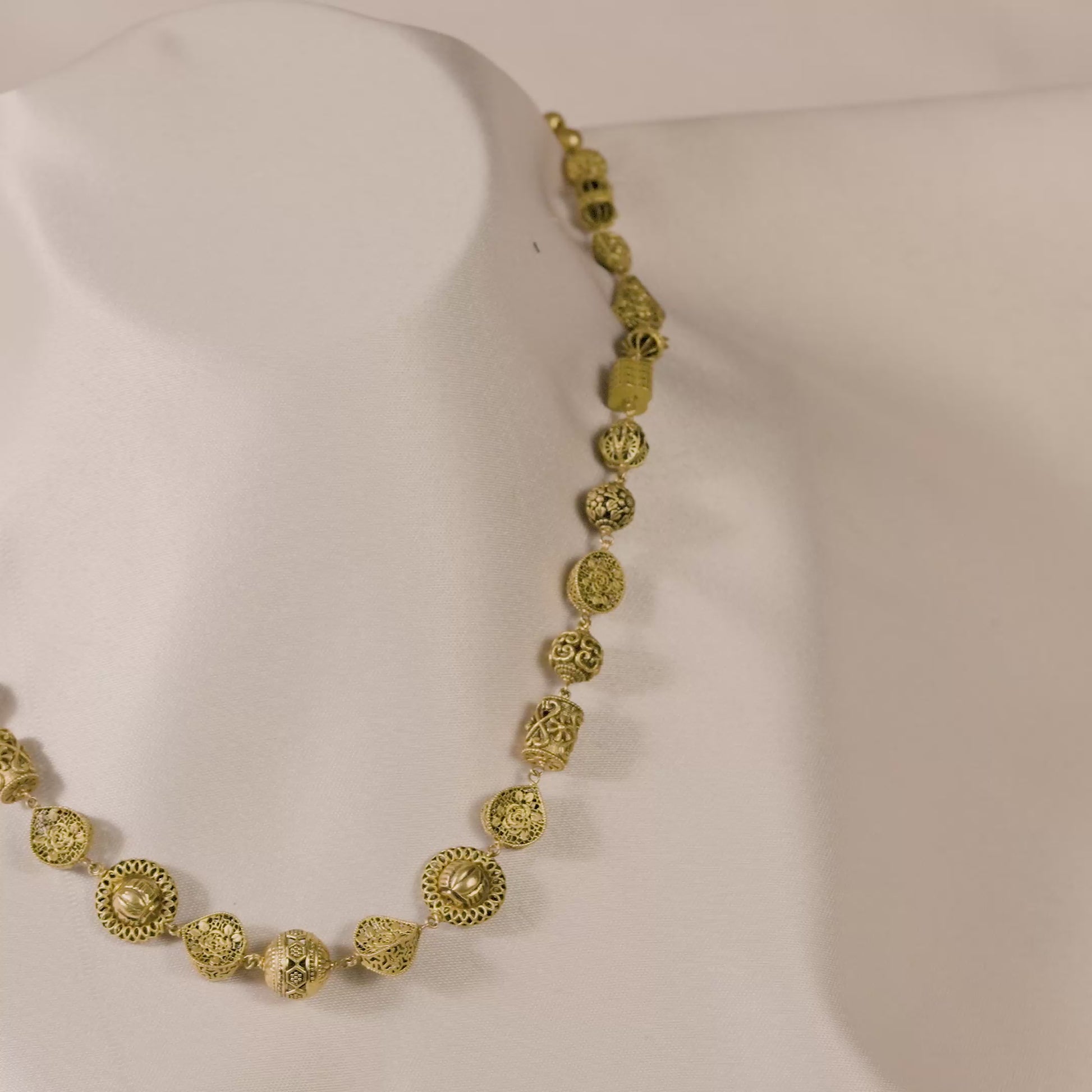 22k Yellow Gold Heritage Filigree Gold Bead Necklace