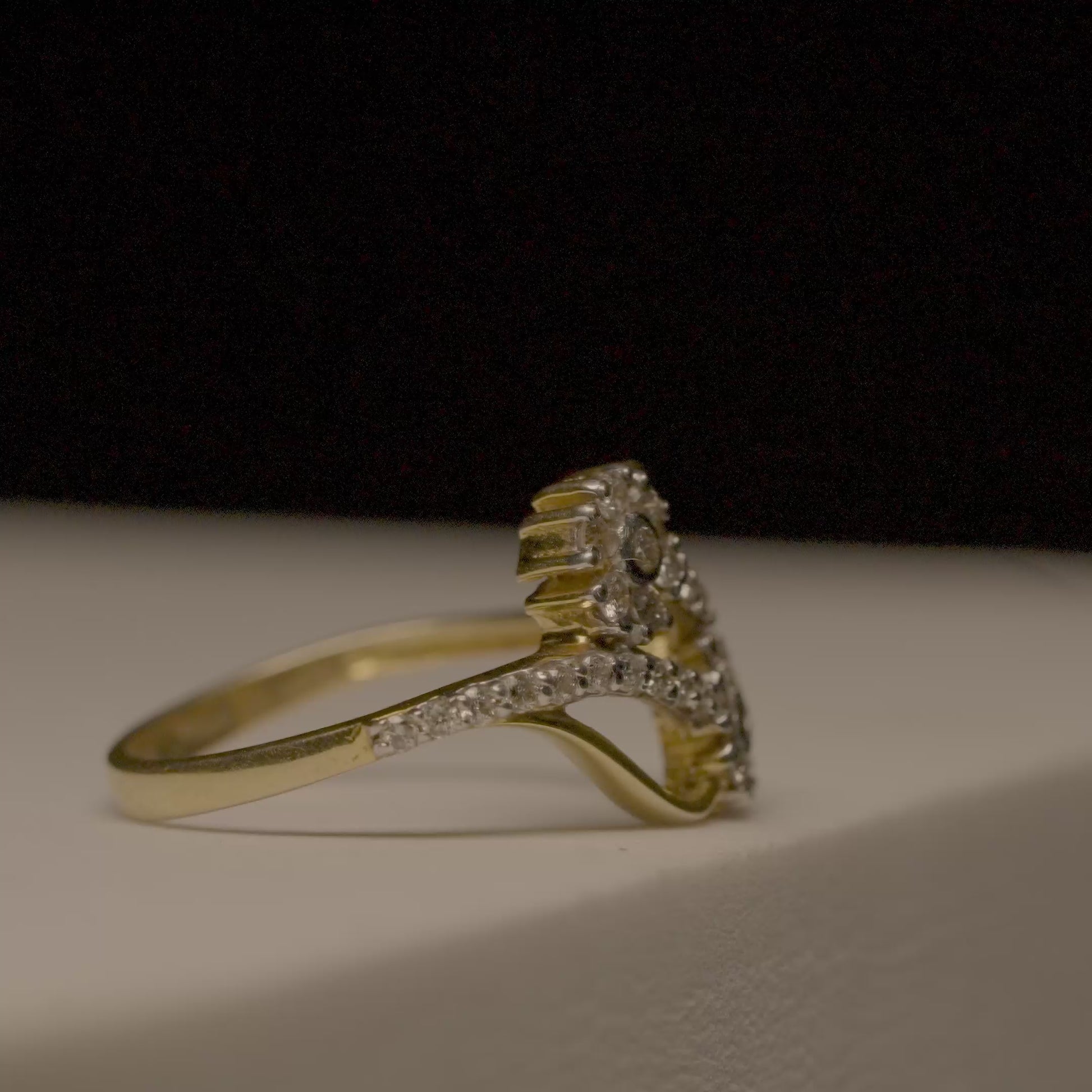 14K Solid Gold Interlaced Diamond Cluster Ring